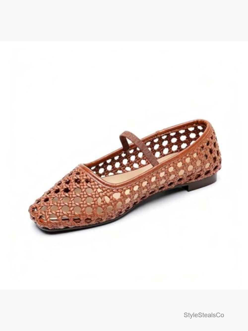 Woven Mary Jane Flats Breathable Ballet Shoes Round Toe Comfortable Dress - Picture 4 of 7